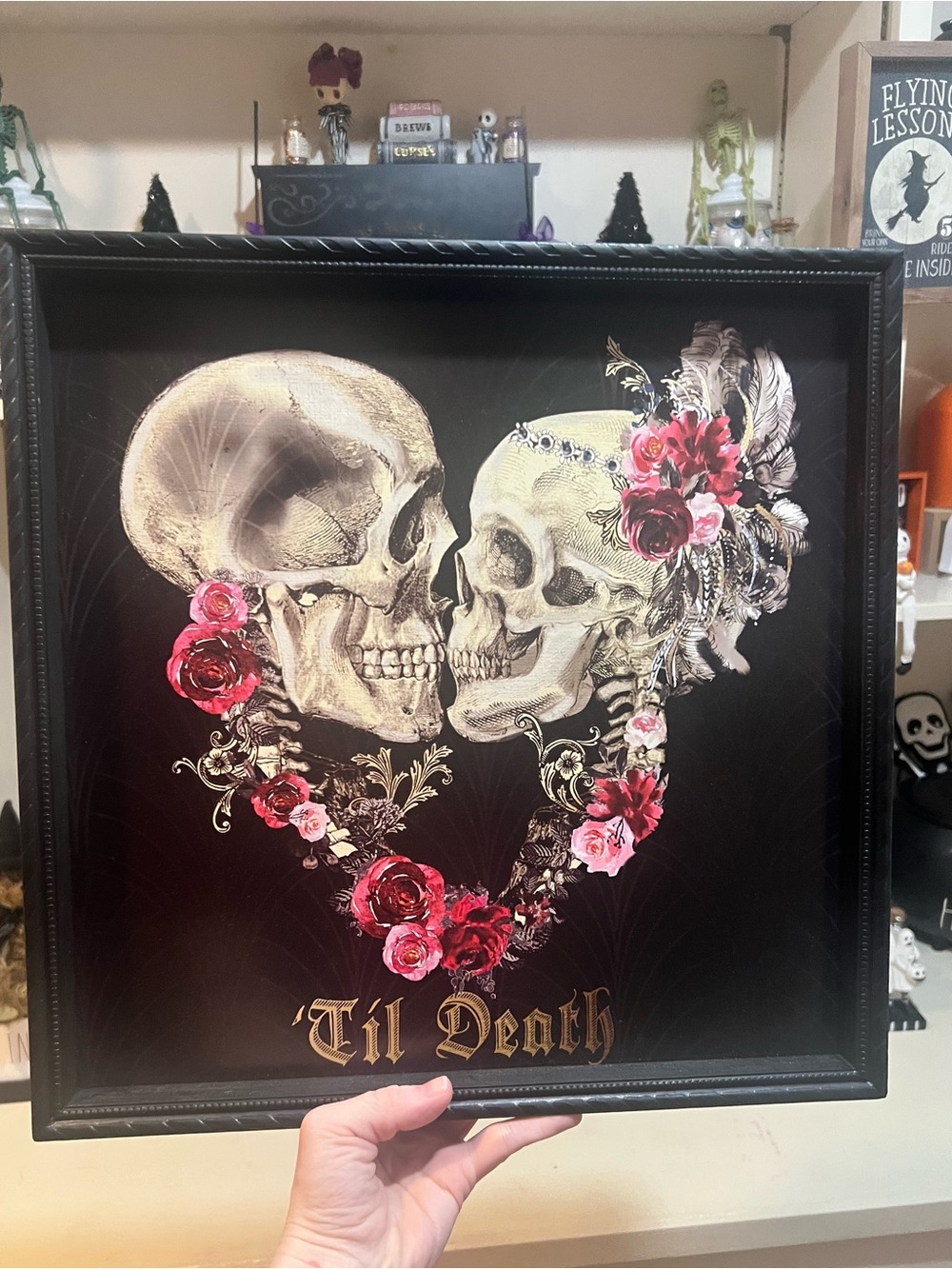 New 'Til Death Skull Wall Decor & Gothic Romantic Art Print Black Frame